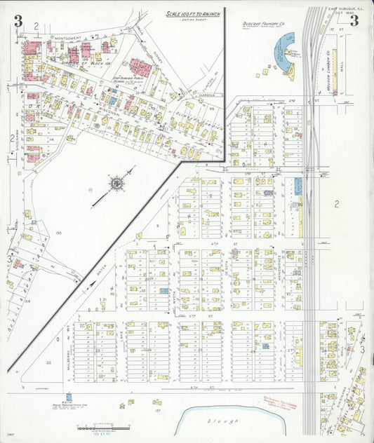 Sanborn Fire Insurance Map from East Dubuque, Jo Daviess County, Illinois (1940), Sheet #0003 - Historic Sanborn Fire Insurance Map Print, vintage old map wall art, antique decor, genealogy gift, Illinois Illinois map