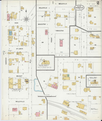 Sanborn Fire Insurance Map from Okawville, Washington County, Illinois (1899), Sheet #0002 - Complete Map Set gallery image, historic Sanborn map, vintage wall art, Illinois Illinois