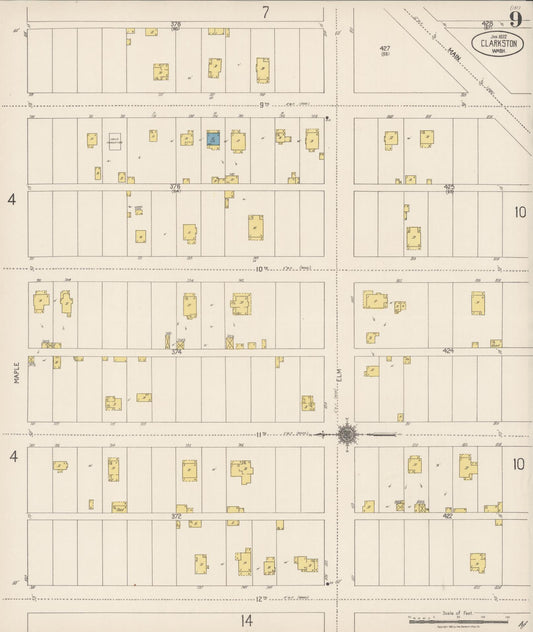 Sanborn Fire Insurance Map from Clarkston, Asotin County, Washington (1922), Sheet #0009 - Historic Sanborn Fire Insurance Map Print, vintage old map wall art, antique decor, genealogy gift, Washington Washington map