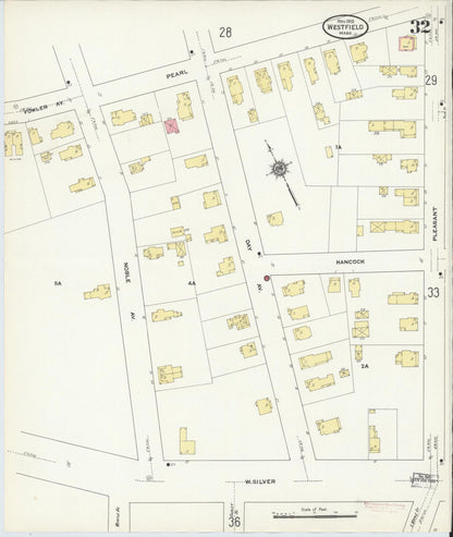 Sanborn Fire Insurance Map from Westfield, Hampden County, Massachusetts (1910), Sheet #0032 - Historic Sanborn Fire Insurance Map Print, vintage old map wall art, antique decor, genealogy gift, Massachusetts Massachusetts map