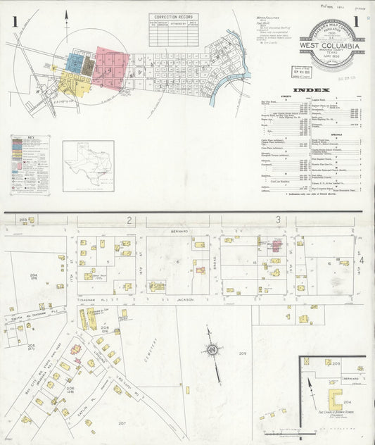 Sanborn Fire Insurance Map from West Columbia, Brazoria County, Texas (1936), Sheet #0001 - Complete Map Set gallery image, historic Sanborn map, vintage wall art, Texas Texas