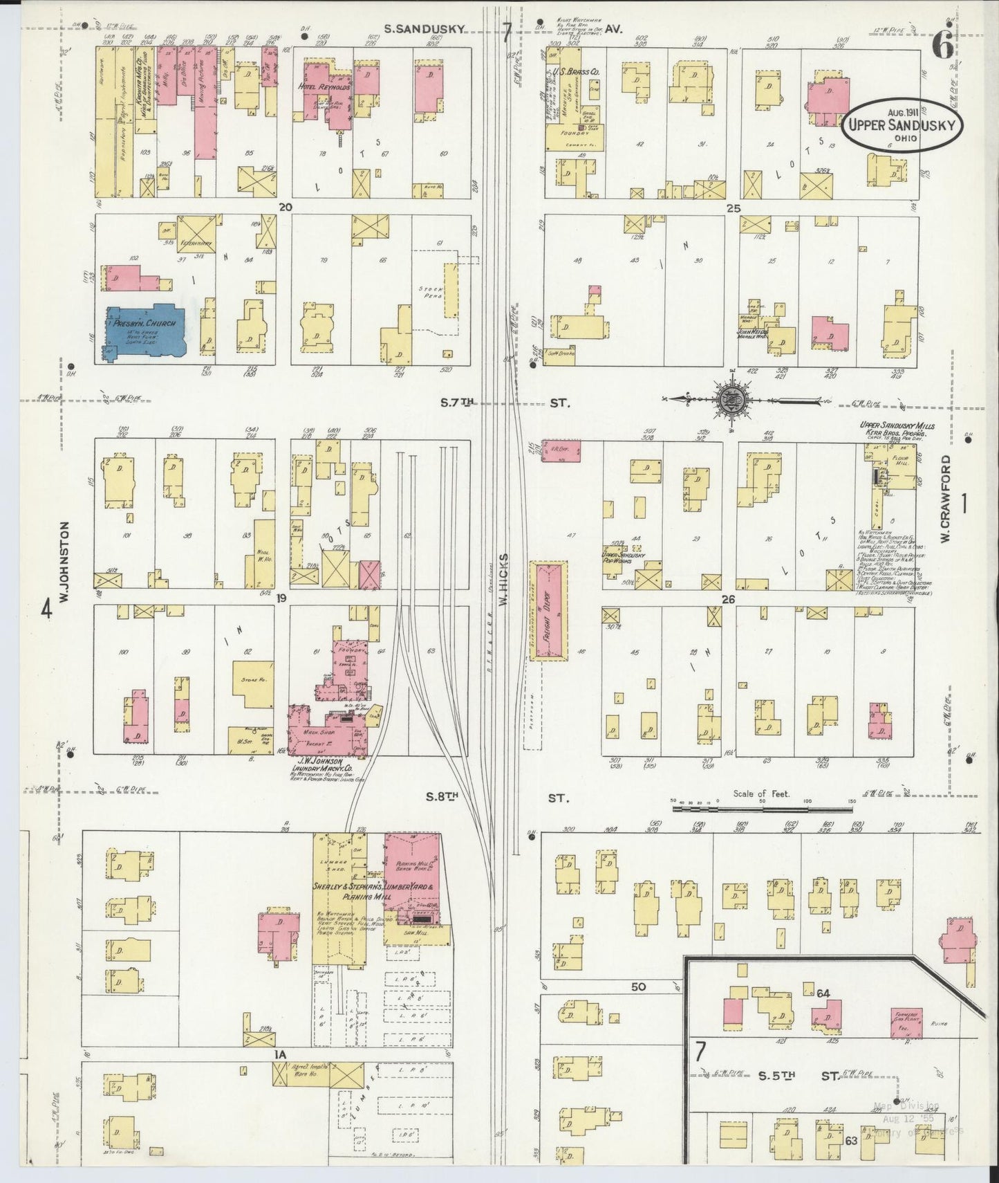 Sanborn Fire Insurance Map from Upper Sandusky, Wyandot County, Ohio (1911), Sheet #0006 - Complete Map Set gallery image, historic Sanborn map, vintage wall art, Ohio Ohio