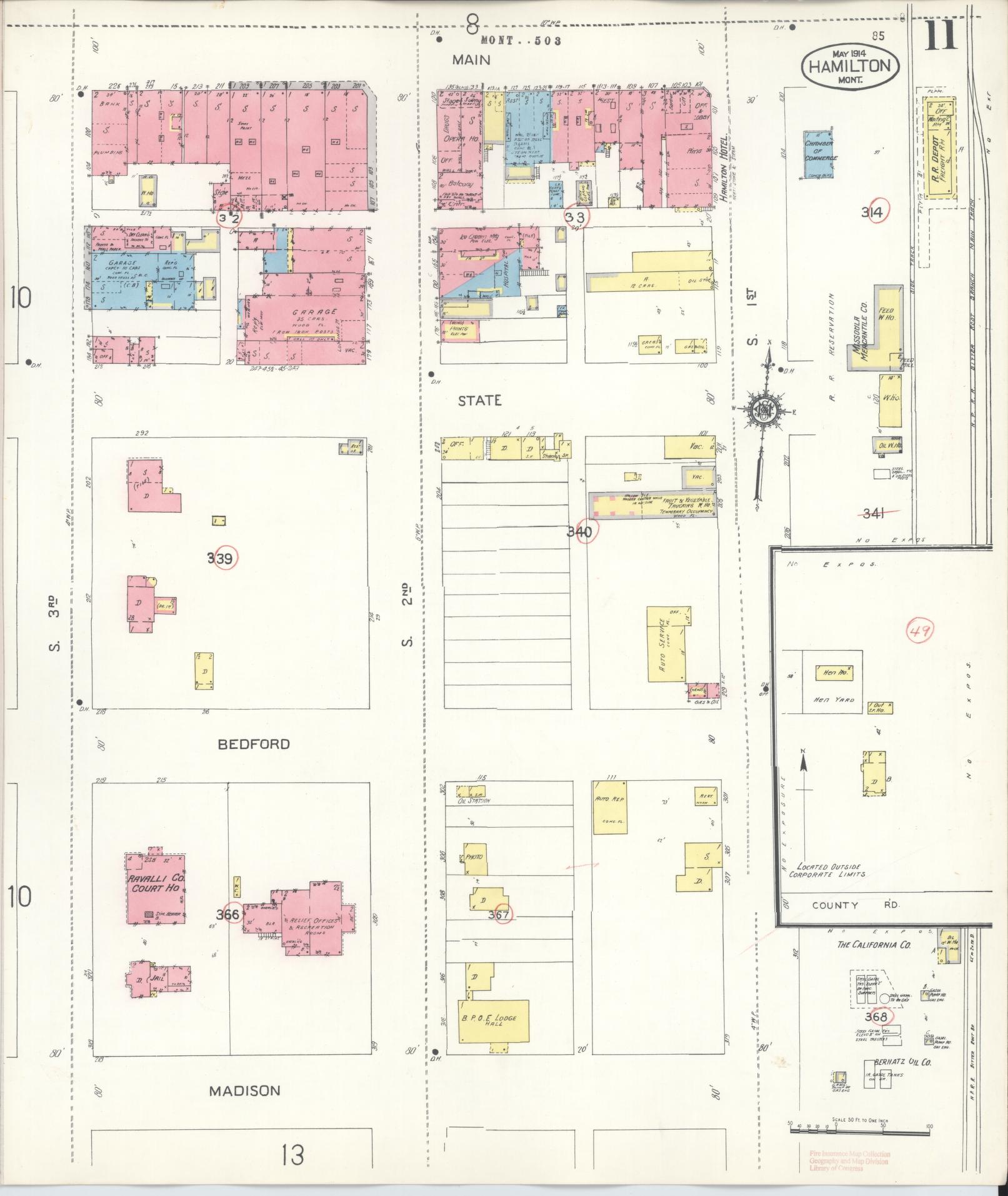 Sanborn Fire Insurance Map from Hamilton, Ravalli County, Montana (1944), Sheet #0011 - Historic Sanborn Fire Insurance Map Print, vintage old map wall art, antique decor, genealogy gift, Montana Montana map