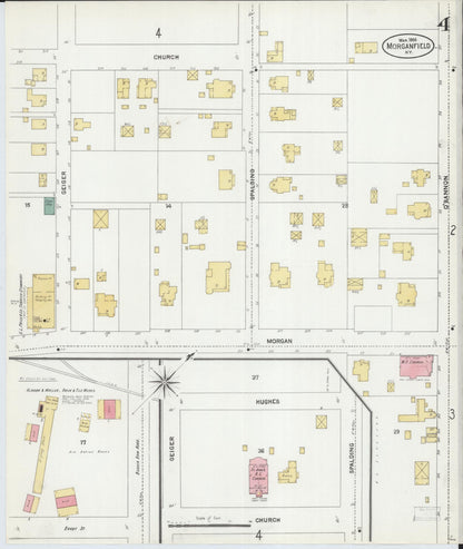 Sanborn Fire Insurance Map from Morganfield, Union County, Kentucky (1906), Sheet #0004 - Complete Map Set gallery image, historic Sanborn map, vintage wall art, Kentucky Kentucky