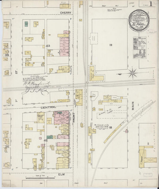 Sanborn Fire Insurance Map from El Paso, Woodford County, Illinois (1888), Sheet #0001 - Complete Map Set gallery image, historic Sanborn map, vintage wall art, Illinois Illinois