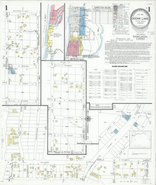 Sanborn Fire Insurance Map from Ocean Lake, Lincoln County, Oregon (1951), Sheet #0001 - Complete Map Set gallery image, historic Sanborn map, vintage wall art, Oregon Oregon