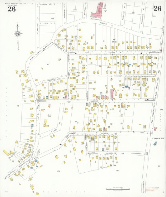 Sanborn Fire Insurance Map from Port Washington, Nassau County, New York (1931), Sheet #0026 - Historic Sanborn Fire Insurance Map Print, vintage old map wall art, antique decor, genealogy gift, New York New York map