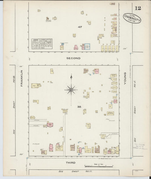Sanborn Fire Insurance Map from Ogden, Weber County, Utah (1884), Sheet #0012 - Historic Sanborn Fire Insurance Map Print, vintage old map wall art, antique decor, genealogy gift, Utah Utah map