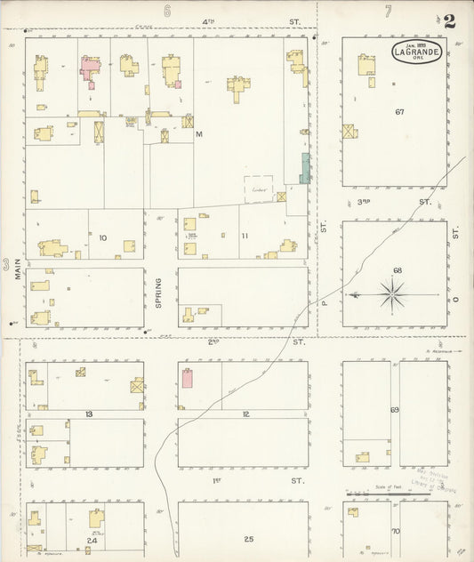 Sanborn Fire Insurance Map from La Grande, Union County, Oregon (1893), Sheet #0002 - Historic Sanborn Fire Insurance Map Print, vintage old map wall art, antique decor, genealogy gift, Oregon Oregon map