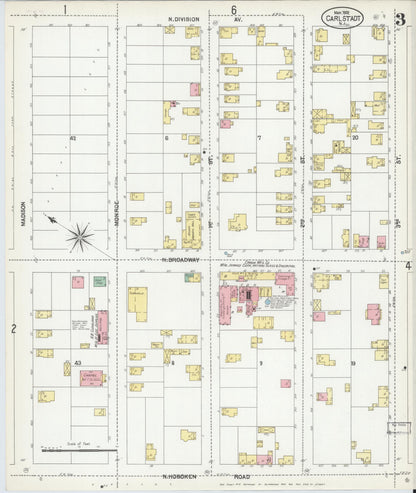 Sanborn Fire Insurance Map from Carlstadt, Bergen County, New Jersey (1902), Sheet #0003 - Historic Sanborn Fire Insurance Map Print, vintage old map wall art, antique decor, genealogy gift, New Jersey New Jersey map