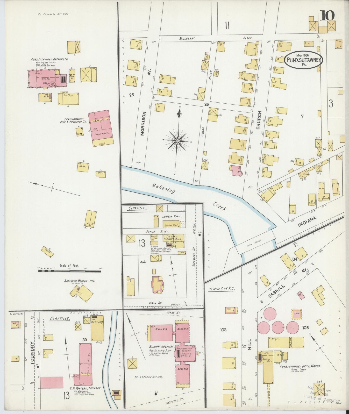 Sanborn Fire Insurance Map from Punxsutawney, Jefferson County, Pennsylvania (1906), Sheet #0010 - Complete Map Set gallery image, historic Sanborn map, vintage wall art, Pennsylvania Pennsylvania