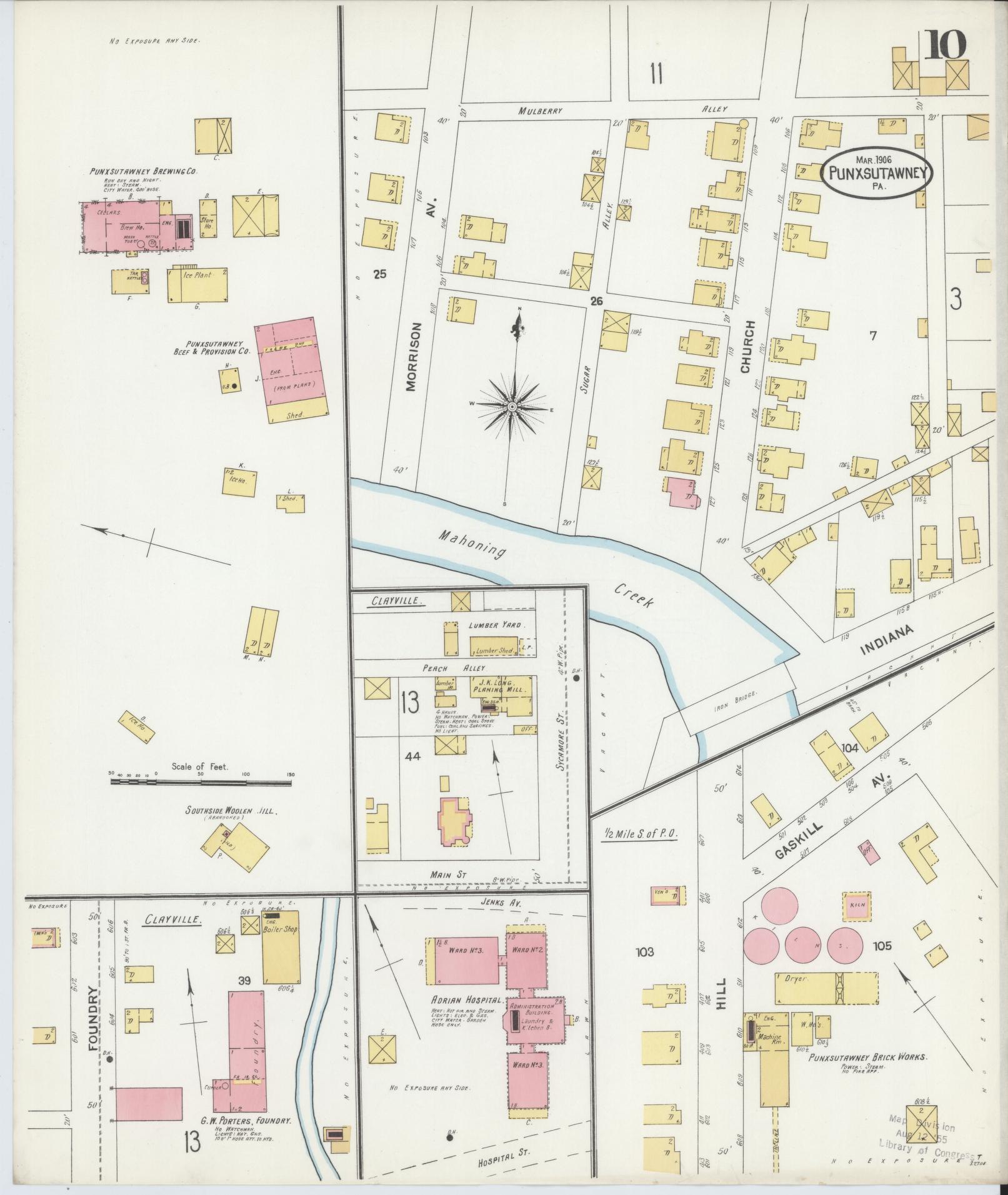 Sanborn Fire Insurance Map from Punxsutawney, Jefferson County, Pennsylvania (1906), Sheet #0010 - Complete Map Set gallery image, historic Sanborn map, vintage wall art, Pennsylvania Pennsylvania
