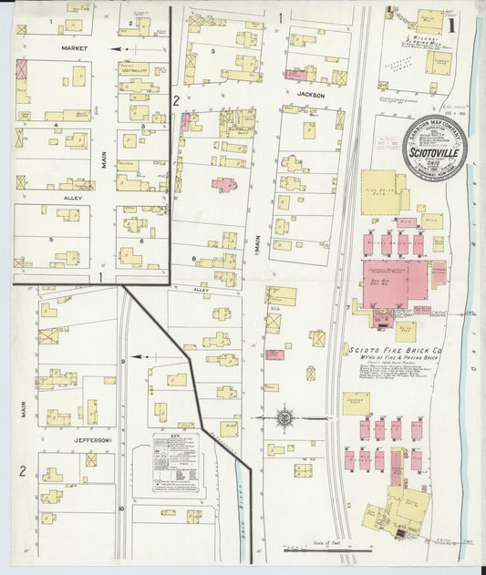 Sanborn Fire Insurance Map from Sciotoville, Scioto County, Ohio (1911), Sheet #0001 - Complete Map Set gallery image, historic Sanborn map, vintage wall art, Ohio Ohio