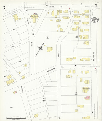 Sanborn Fire Insurance Map from Rumford, Oxford County, Maine (1923), Sheet #0007 - Complete Map Set gallery image, historic Sanborn map, vintage wall art, Maine Maine
