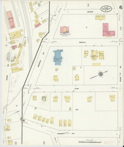 Sanborn Fire Insurance Map from Summit, Union County, New Jersey (1911), Sheet #0006 - Complete Map Set gallery image, historic Sanborn map, vintage wall art, New Jersey New Jersey