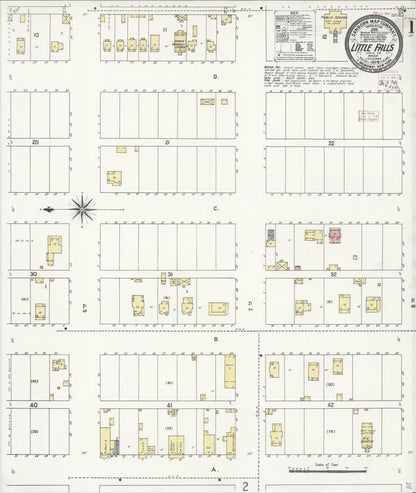 Sanborn Fire Insurance Map from Little Falls [see also Vader], Lewis County, Washington (1909), Sheet #0001 - Complete Map Set gallery image, historic Sanborn map, vintage wall art, Washington Washington
