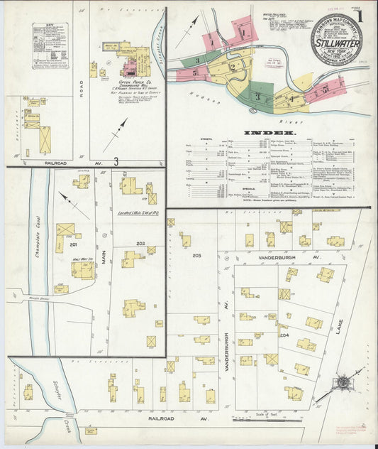 Sanborn Fire Insurance Map from Stillwater, Saratoga County, New York (1910), Sheet #0001 - Complete Map Set gallery image, historic Sanborn map, vintage wall art, New York New York