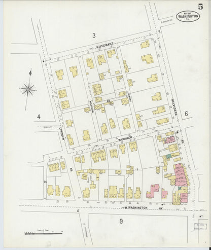 Sanborn Fire Insurance Map from Washington, Warren County, New Jersey (1897), Sheet #0005 - Complete Map Set gallery image, historic Sanborn map, vintage wall art, Washington Washington