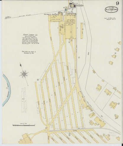 Sanborn Fire Insurance Map from Richmond, Madison County, Kentucky (1895), Sheet #0009 - Complete Map Set gallery image, historic Sanborn map, vintage wall art, Kentucky Kentucky