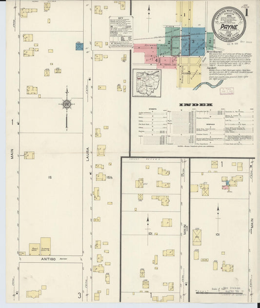 Sanborn Fire Insurance Map from Payne, Paulding County, Ohio (1913), Sheet #0001 - Complete Map Set gallery image, historic Sanborn map, vintage wall art, Ohio Ohio