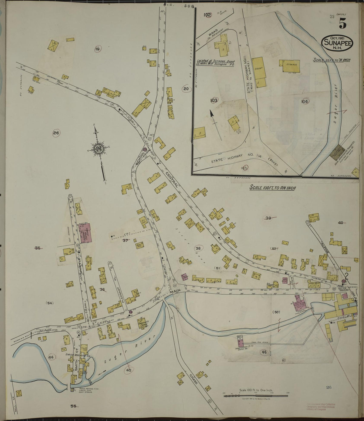 Sanborn Fire Insurance Map from Sunapee, Sullivan County, New Hampshire (1936), Sheet #0005 - Complete Map Set gallery image, historic Sanborn map, vintage wall art, New Hampshire New Hampshire