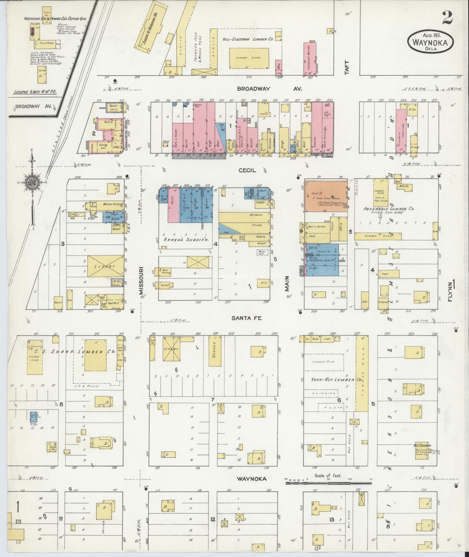 Sanborn Fire Insurance Map from Waynoka, Woods County, Oklahoma (1911), Sheet #0002 - Complete Map Set gallery image, historic Sanborn map, vintage wall art, Oklahoma Oklahoma