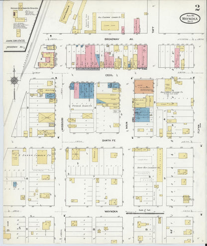 Sanborn Fire Insurance Map from Waynoka, Woods County, Oklahoma (1911), Sheet #0002 - Complete Map Set gallery image, historic Sanborn map, vintage wall art, Oklahoma Oklahoma