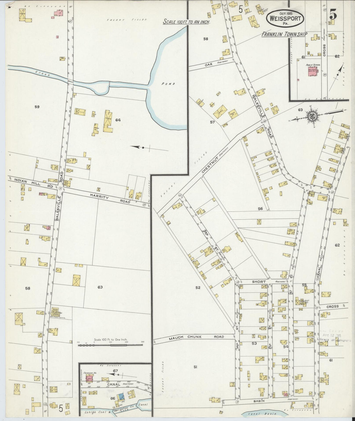 Sanborn Fire Insurance Map from Weissport, Carbon County, Pennsylvania (1915), Sheet #0005 - Historic Sanborn Fire Insurance Map Print, vintage old map wall art, antique decor, genealogy gift, Pennsylvania Pennsylvania map