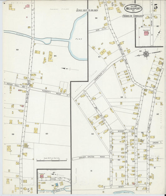 Sanborn Fire Insurance Map from Weissport, Carbon County, Pennsylvania (1915), Sheet #0005 - Historic Sanborn Fire Insurance Map Print, vintage old map wall art, antique decor, genealogy gift, Pennsylvania Pennsylvania map