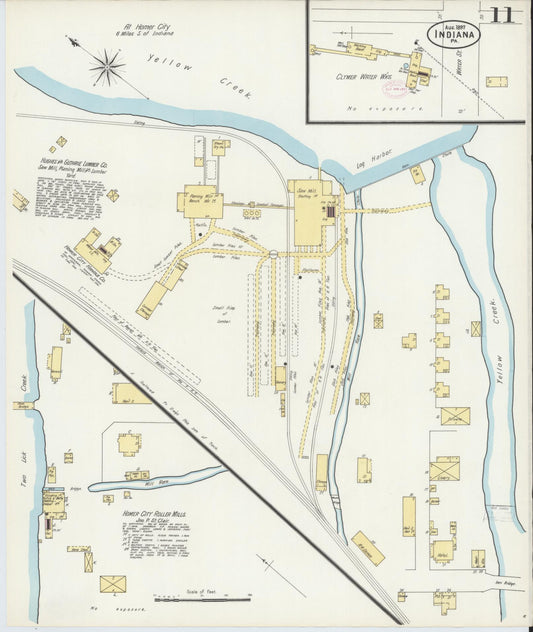 Sanborn Fire Insurance Map from Indiana, Indiana County, Pennsylvania (1888), Sheet #0011 - Historic Sanborn Fire Insurance Map Print, vintage old map wall art, antique decor, genealogy gift, Sanborn Fire Insurance Map from Indiana Indiana map