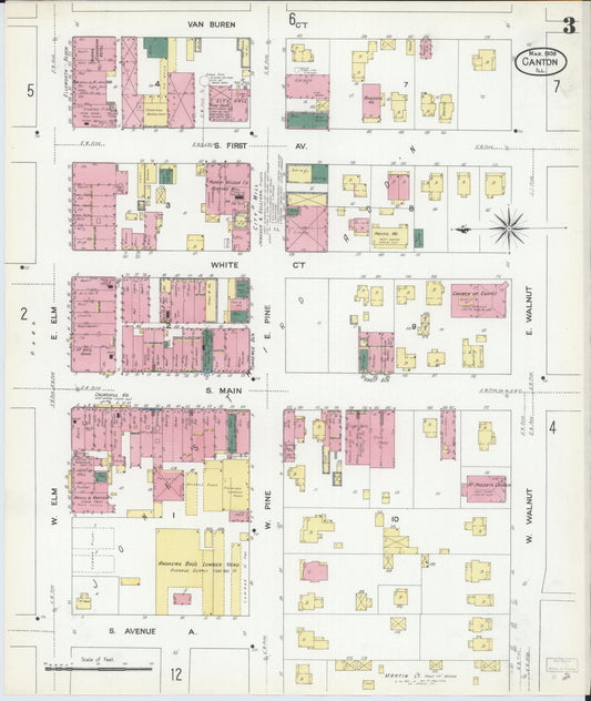 Sanborn Fire Insurance Map from Canton, Fulton County, Illinois (1909), Sheet #0003 - Historic Sanborn Fire Insurance Map Print, vintage old map wall art, antique decor, genealogy gift, Illinois Illinois map