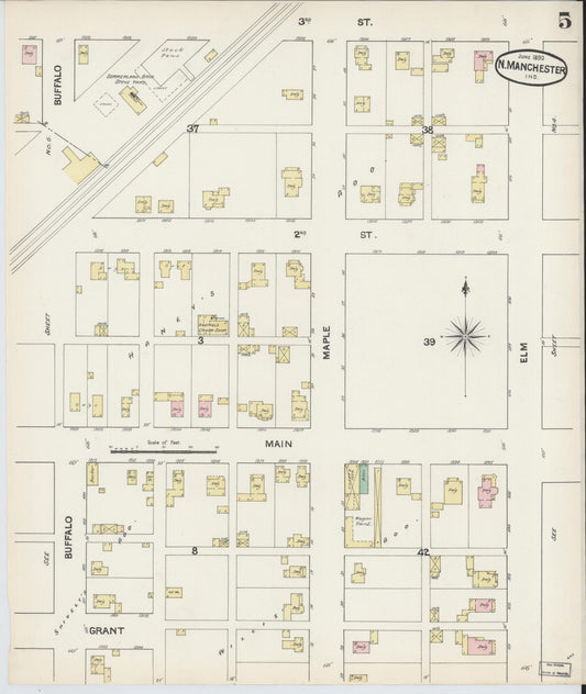 Sanborn Fire Insurance Map from North Manchester, Wabash County, Indiana. (1890), Sheet 5 – Historic Sanborn Fire Insurance Map Print