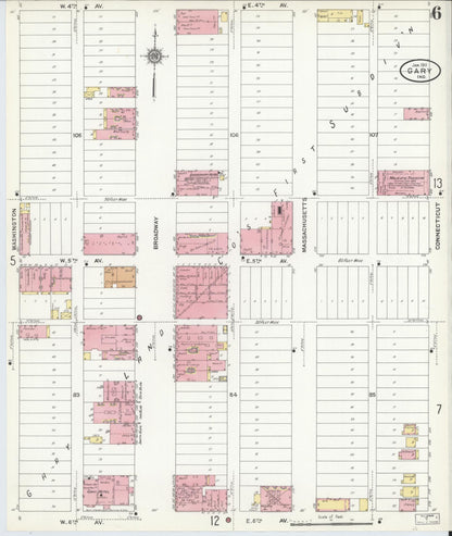 Sanborn Fire Insurance Map from Gary, Lake County, Indiana (1911), Sheet #0006 - Complete Map Set gallery image, historic Sanborn map, vintage wall art, Indiana Indiana