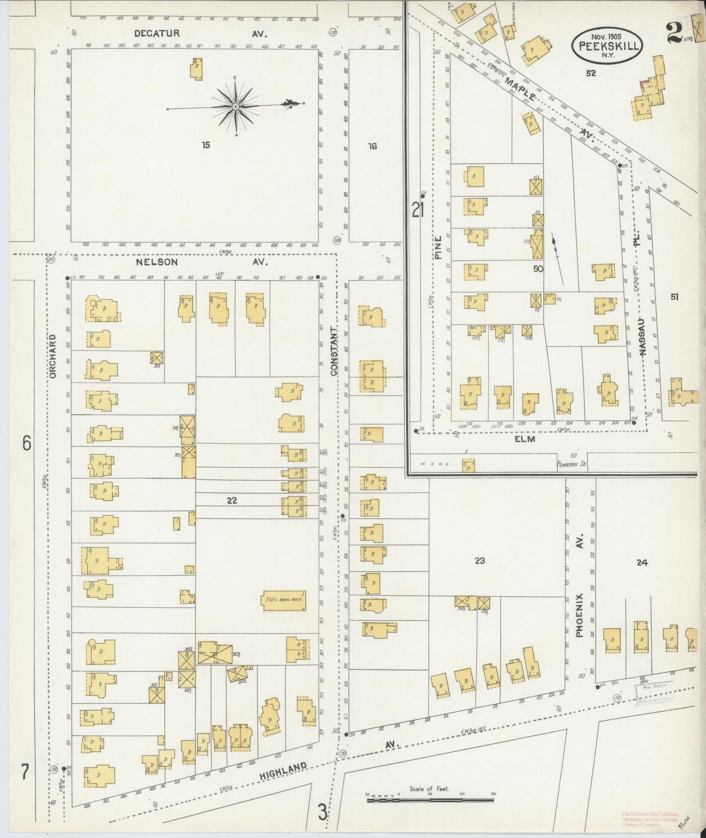 Sanborn Fire Insurance Map from Peekskill, Westchester County, New York (1905), Sheet #0002 - Complete Map Set gallery image, historic Sanborn map, vintage wall art, New York New York