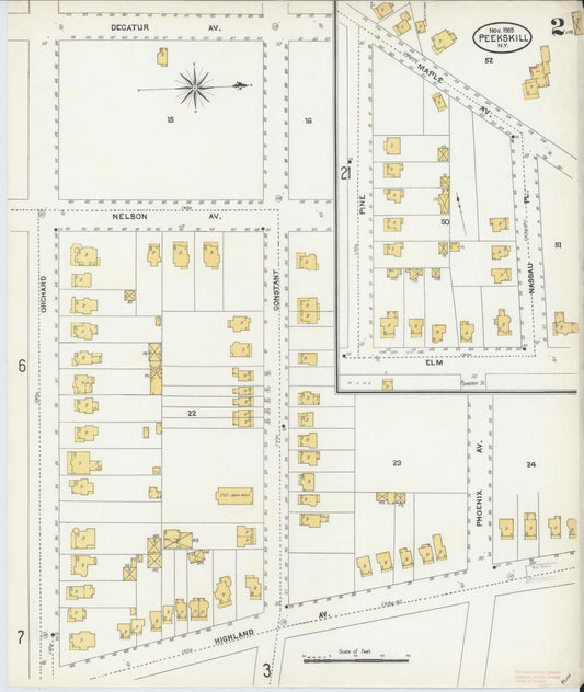 Sanborn Fire Insurance Map from Peekskill, Westchester County, New York (1905), Sheet #0002 - Complete Map Set gallery image, historic Sanborn map, vintage wall art, New York New York