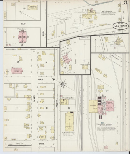 Sanborn Fire Insurance Map from Leetonia, Columbiana County, Ohio (1888), Sheet #0003 - Complete Map Set gallery image, historic Sanborn map, vintage wall art, Ohio Ohio