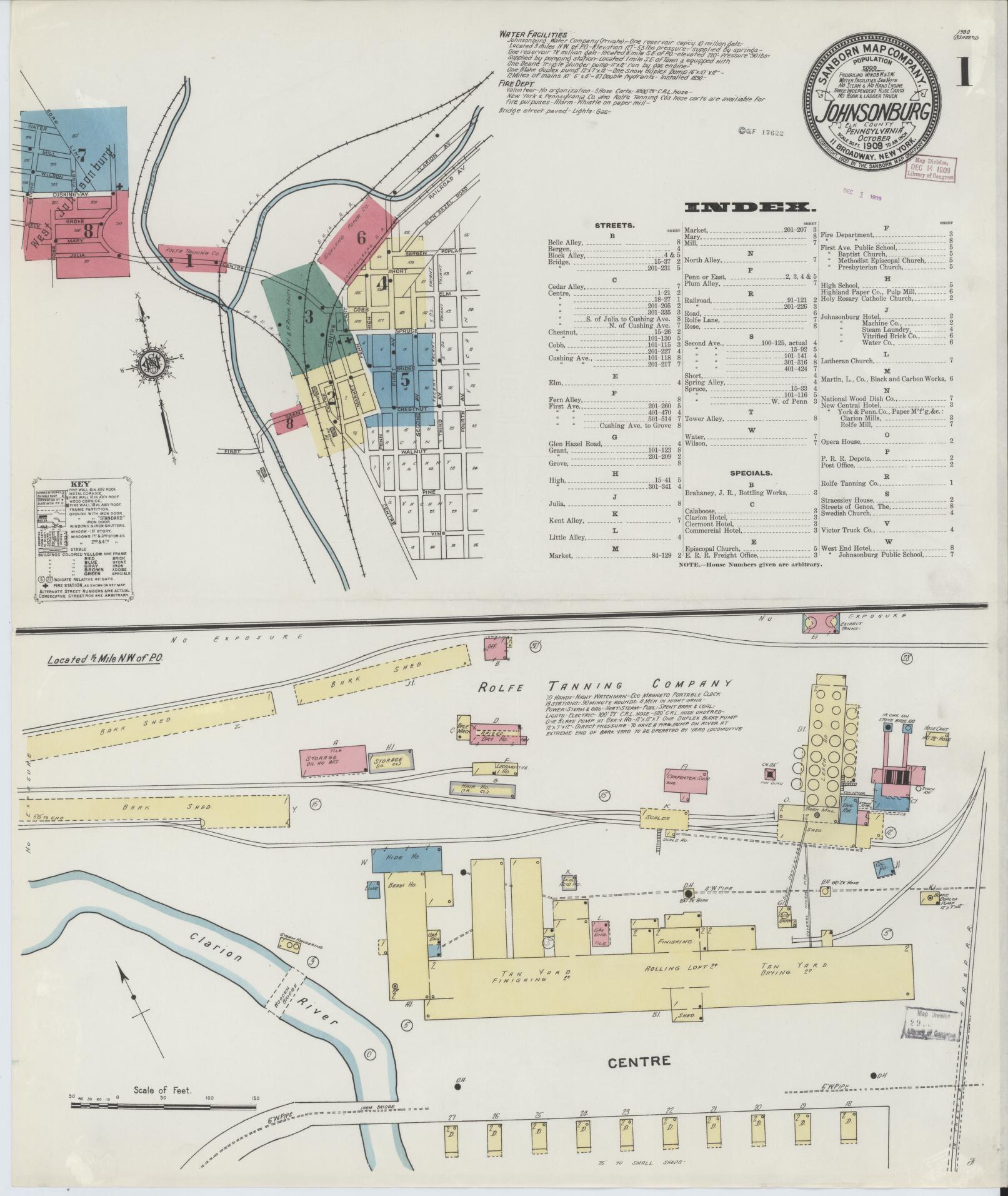 Sanborn Fire Insurance Map from Johnsonburg, Elk County, Pennsylvania. (1909) – Historic Sanborn Fire Insurance Map Print