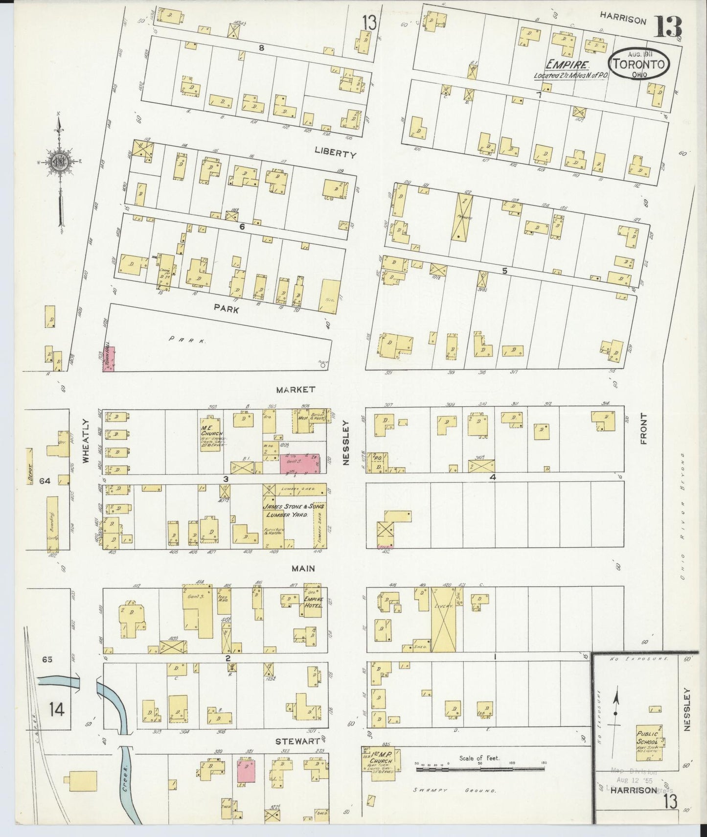 Sanborn Fire Insurance Map from Toronto, Jefferson County, Ohio (1911), Sheet #0013 - Complete Map Set gallery image, historic Sanborn map, vintage wall art, Ohio Ohio