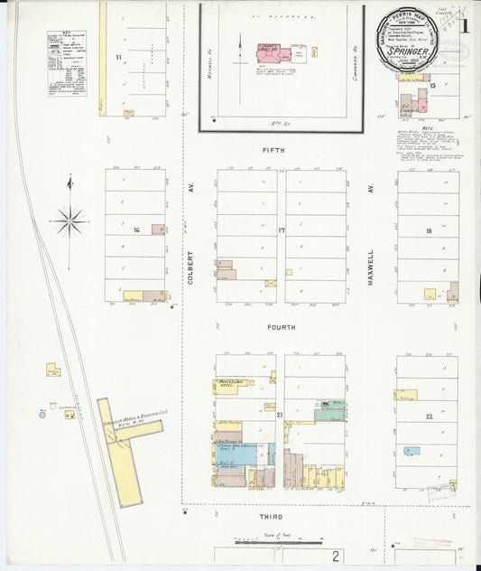 Sanborn Fire Insurance Map from Springer, Colfax County, New Mexico (1898), Sheet #0001 - Complete Map Set gallery image, historic Sanborn map, vintage wall art, New Mexico New Mexico