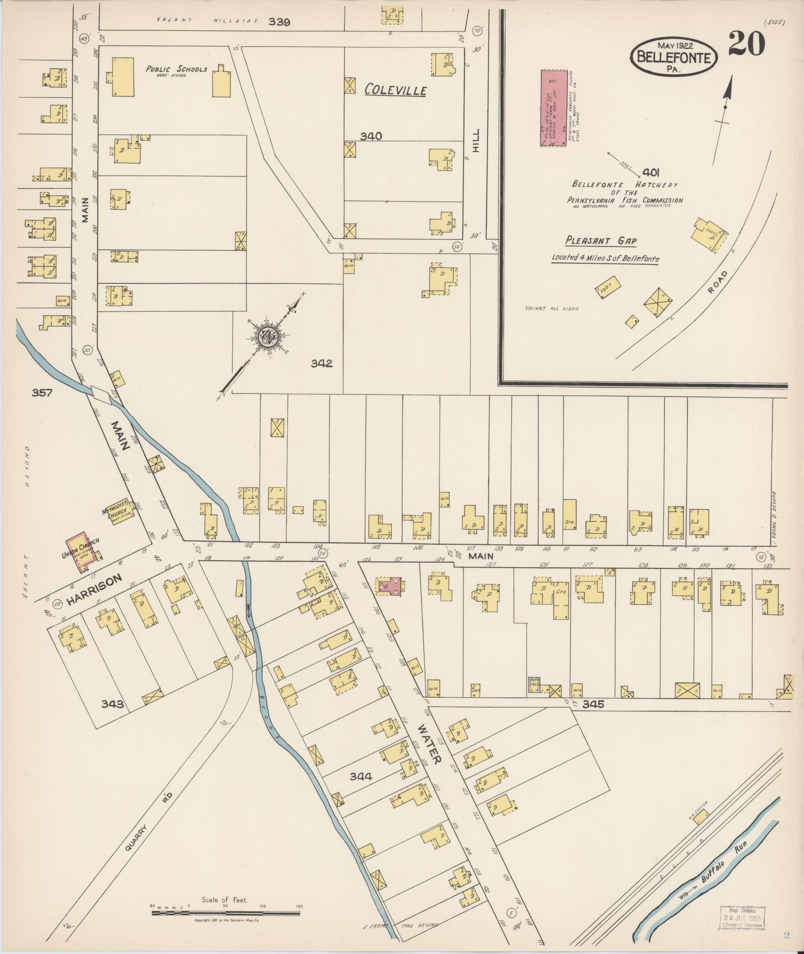 Sanborn Fire Insurance Map from Bellefonte, Centre County, Pennsylvania (1922), Sheet #0020 - Historic Sanborn Fire Insurance Map Print, vintage old map wall art, antique decor, genealogy gift, Pennsylvania Pennsylvania map
