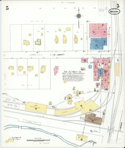 Sanborn Fire Insurance Map from Medina, Medina County, Ohio (1923), Sheet #0005 - Complete Map Set gallery image, historic Sanborn map, vintage wall art, Ohio Ohio
