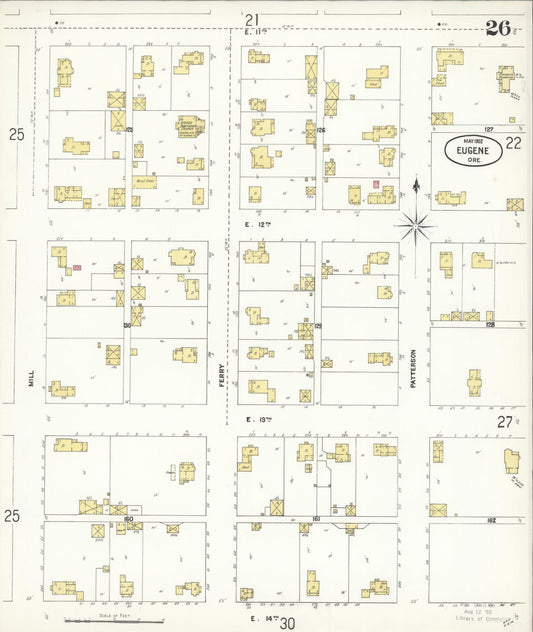 Sanborn Fire Insurance Map from Eugene, Lane County, Oregon (1902), Sheet #0026 - Historic Sanborn Fire Insurance Map Print, vintage old map wall art, antique decor, genealogy gift, Oregon Oregon map
