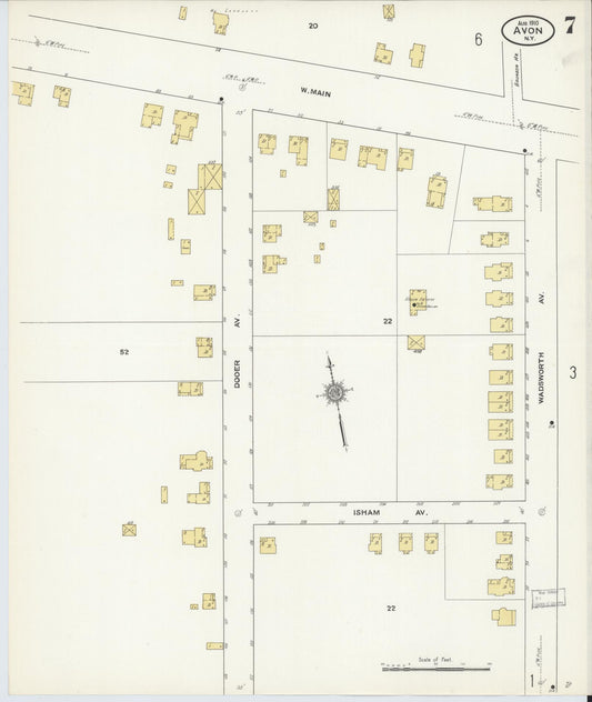 Sanborn Fire Insurance Map from Avon, Livingston County, New York (1910), Sheet #0007 - Historic Sanborn Fire Insurance Map Print, vintage old map wall art, antique decor, genealogy gift, New York New York map