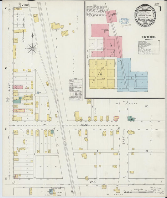Sanborn Fire Insurance Map from Montgomery, Le Sueur  County, Minnesota (1894), Sheet #0001 - Complete Map Set gallery image, historic Sanborn map, vintage wall art, Minnesota Minnesota