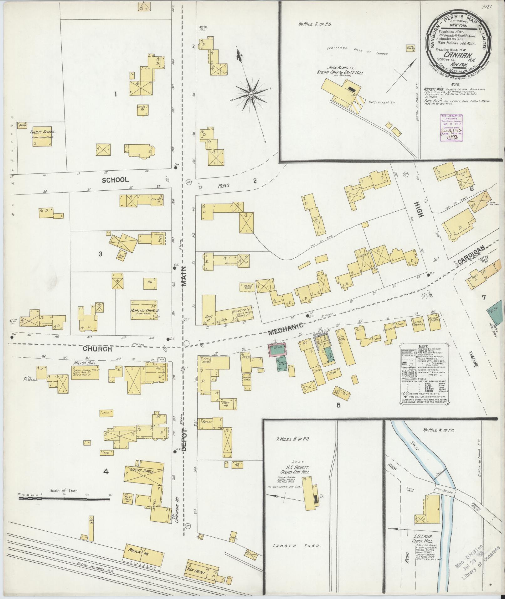 Sanborn Fire Insurance Map from Canaan, Grafton County, New Hampshire. (1901) – Historic Sanborn Fire Insurance Map Print