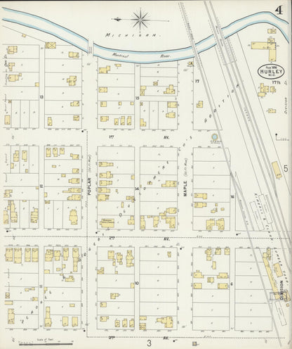 Sanborn Fire Insurance Map from Hurley, Iron County, Wisconsin (1898), Sheet #0004 - Complete Map Set gallery image, historic Sanborn map, vintage wall art, Wisconsin Wisconsin