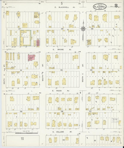 Sanborn Fire Insurance Map from Blackwell, Kay County, Oklahoma (1913), Sheet #0008 - Complete Map Set gallery image, historic Sanborn map, vintage wall art, Oklahoma Oklahoma