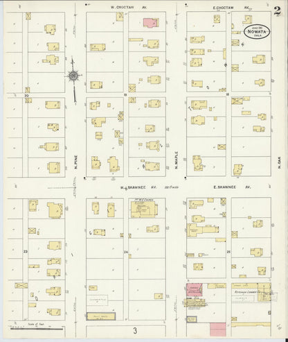 Sanborn Fire Insurance Map from Nowata, Nowata County, Oklahoma (1911), Sheet #0002 - Complete Map Set gallery image, historic Sanborn map, vintage wall art, Oklahoma Oklahoma