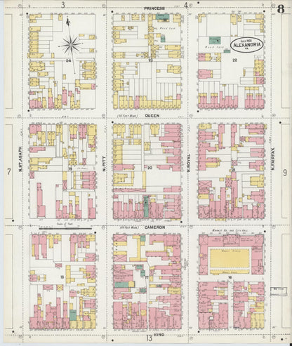 Sanborn Fire Insurance Map from Alexandria, Independent Cities, Virginia (1902), Sheet #0008 - Complete Map Set gallery image, historic Sanborn map, vintage wall art, Virginia Virginia