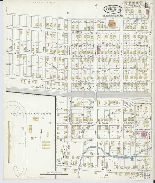 Sanborn Fire Insurance Map from East Palestine, Columbiana County, Ohio (1915), Sheet #0008 - Historic Sanborn Fire Insurance Map Print, vintage old map wall art, antique decor, genealogy gift, Ohio Ohio map